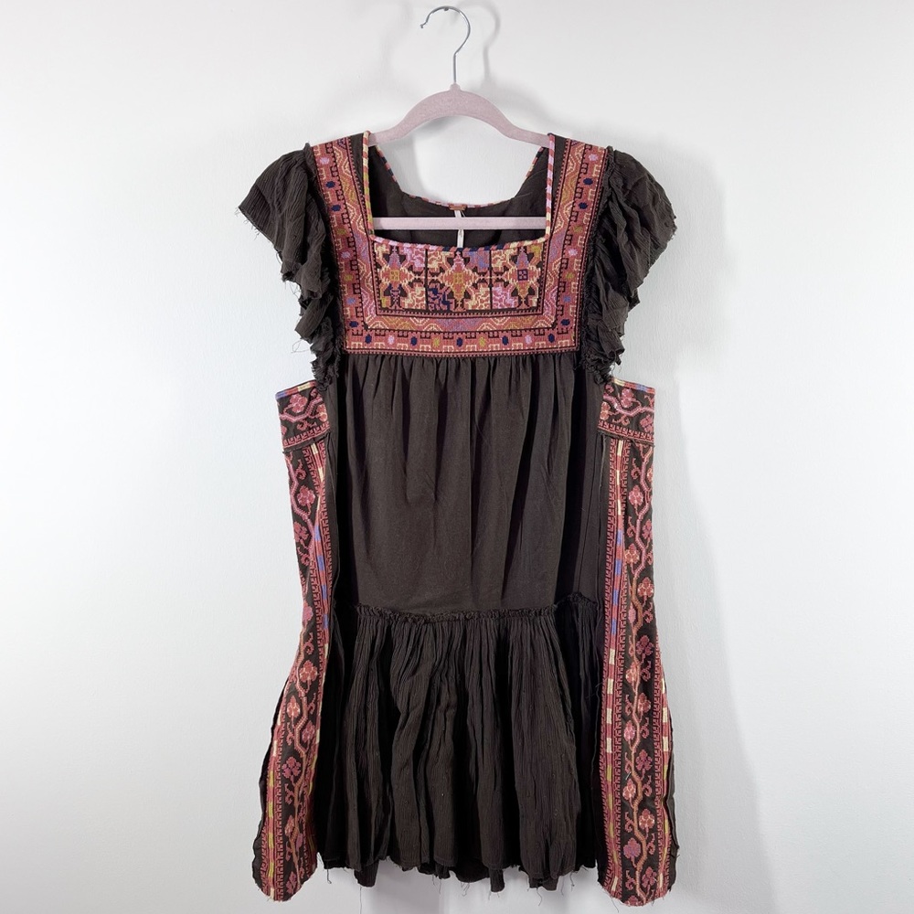Free People Day Glow Embroidered Mini Dress w/ open back